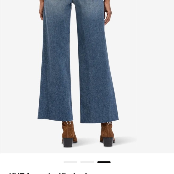 Kut from the Kloth Meg High Rise Flare Jeans with Raw Hem - Picture 2 of 5